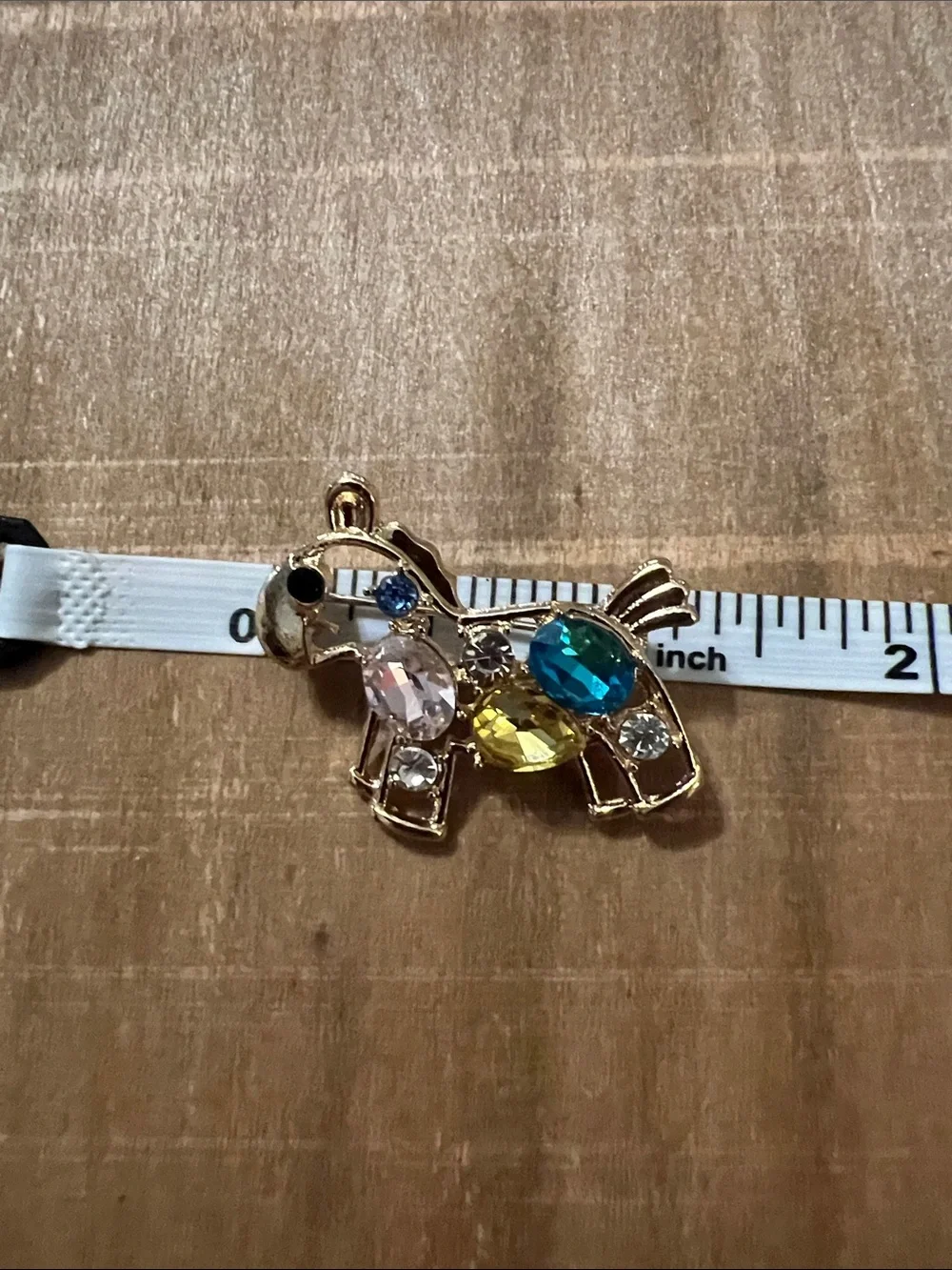 3/$18 Kids Crystal Horse Brooch - Gold with Blue, Yellow & Pink Gems Lot 509